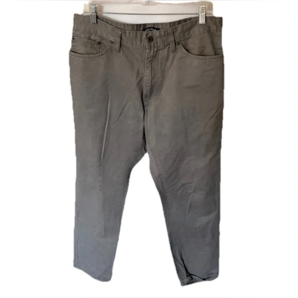 Men’s Nautica Grey Khaki Cotton The Spinnaker Pants size 32 x 32